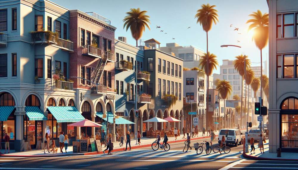 A vibrant street scene in Venice