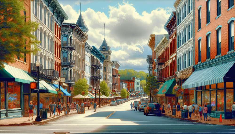 A vibrant street scene in Monroe
