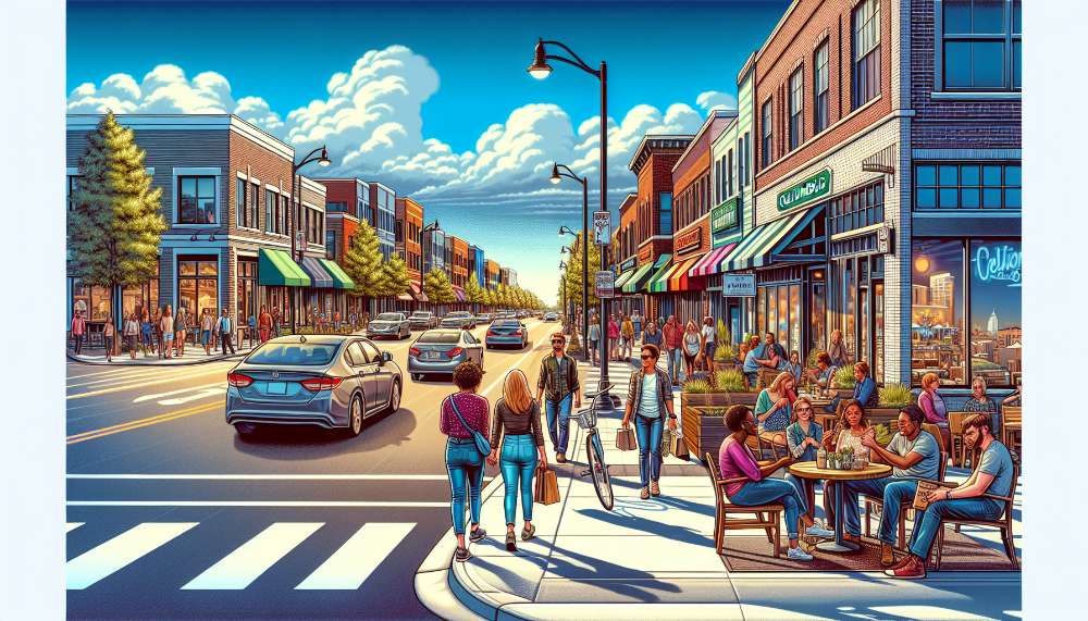 A vibrant street scene in Cherry Creek