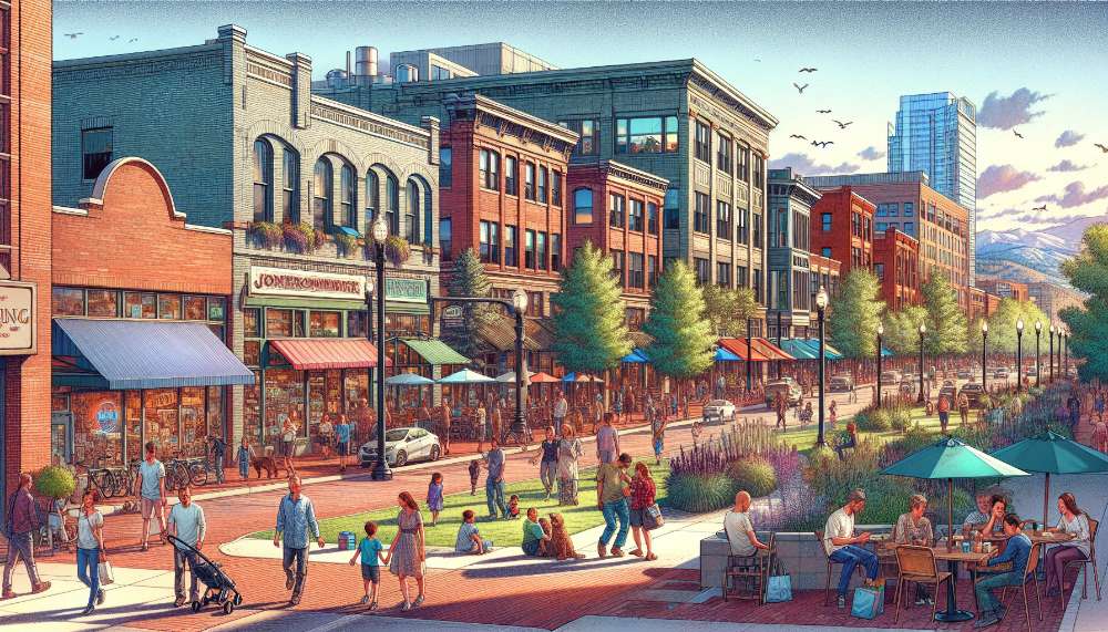 A vibrant street scene in Parker
