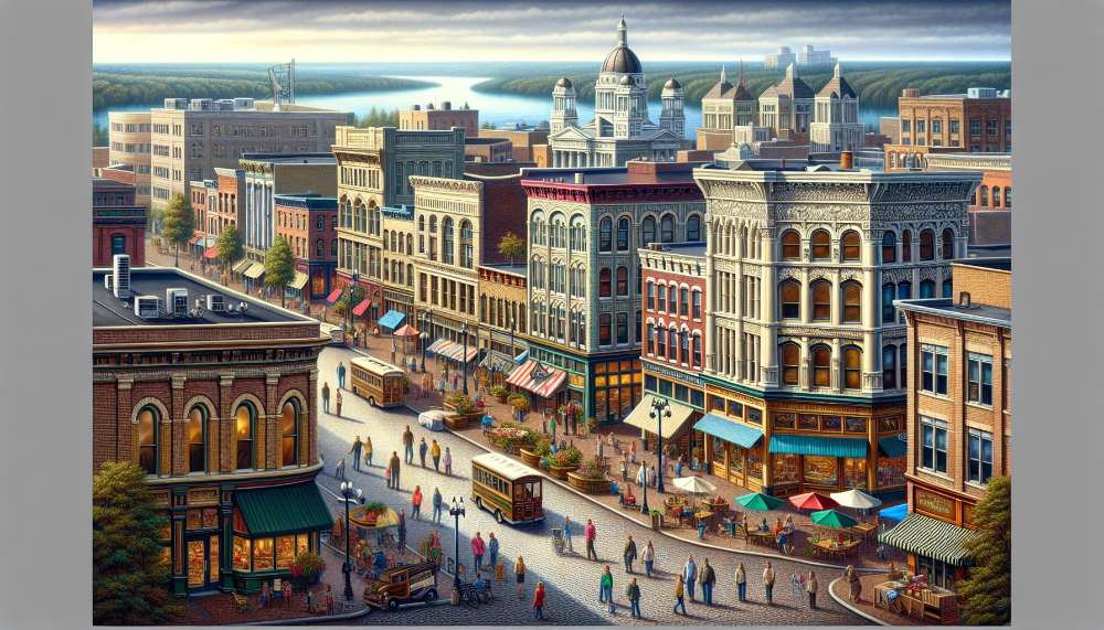 A vibrant street scene in River Falls
