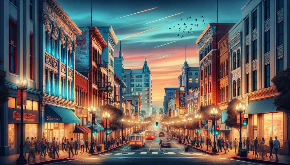 A vibrant street scene in Walnut
