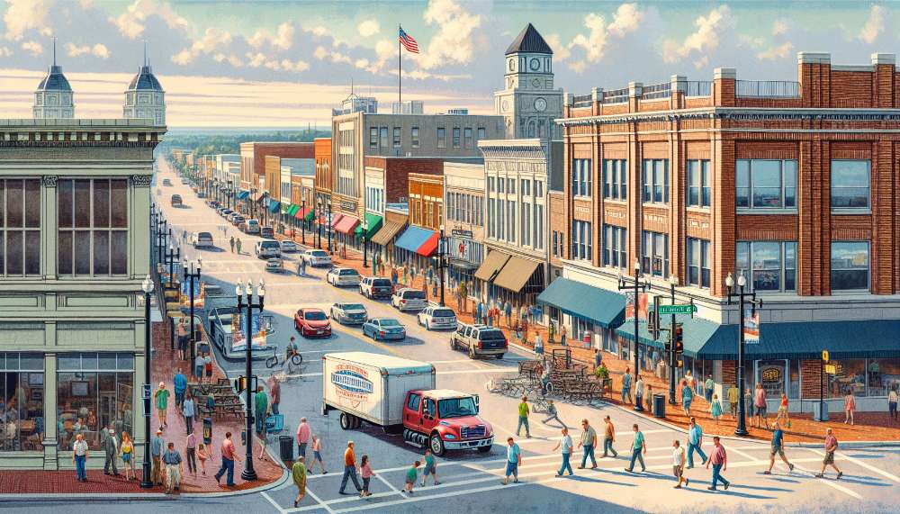 A vibrant street scene in Fort Smith