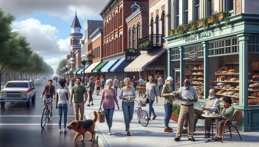 A vibrant street scene in Amherst