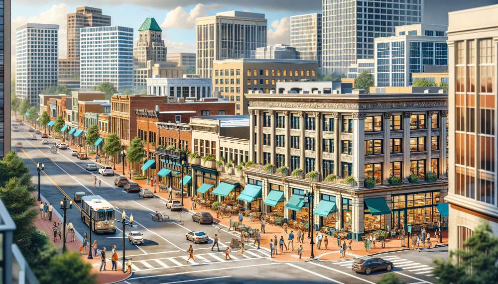 A vibrant street scene in Southwest Raleigh