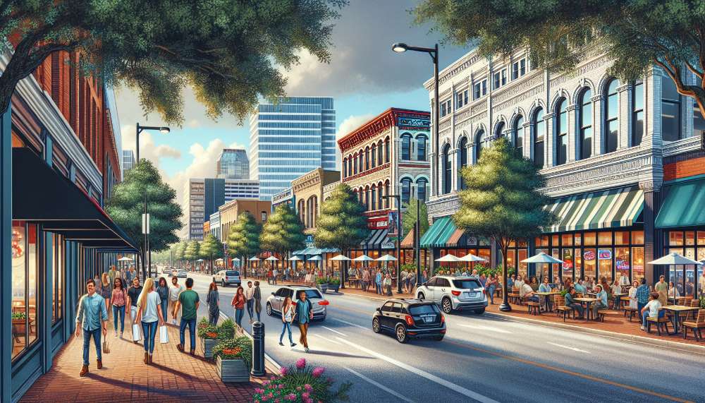 A vibrant street scene in Northeast Houston
