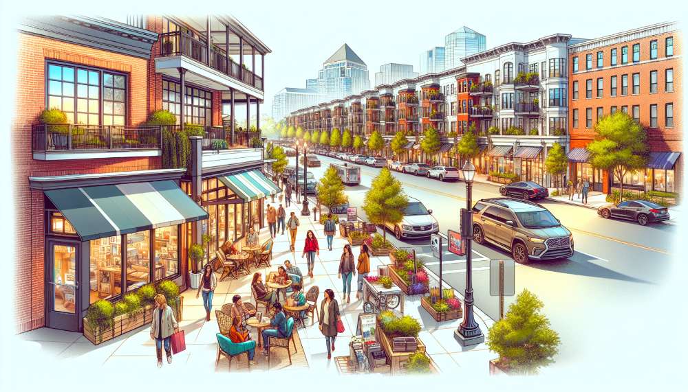 A vibrant street scene in Ashton Heights