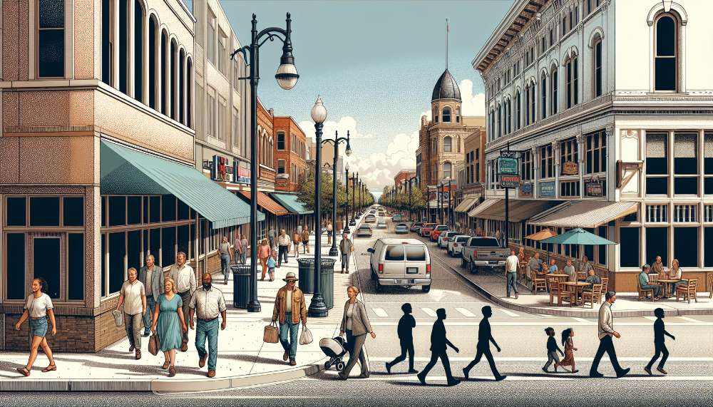 A vibrant street scene in West Lawrence