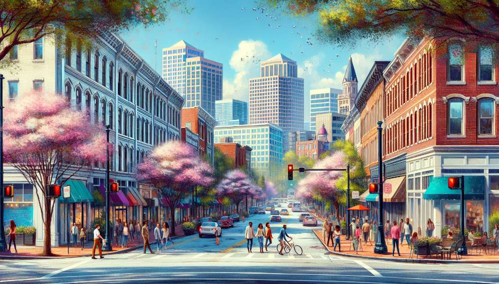 A vibrant street scene in East Point