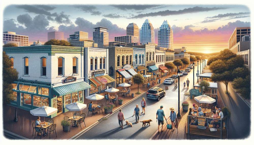 A vibrant street scene in Leander