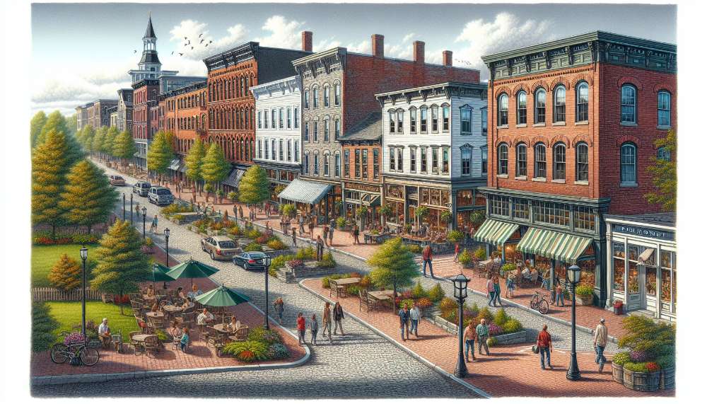A vibrant street scene in Turn Of River-Newfield