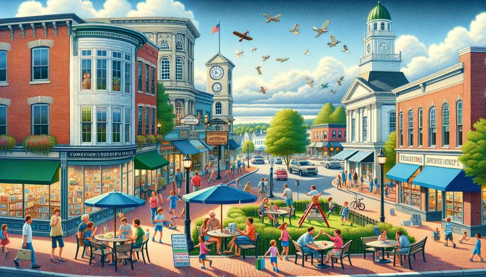 A vibrant street scene in Amesbury