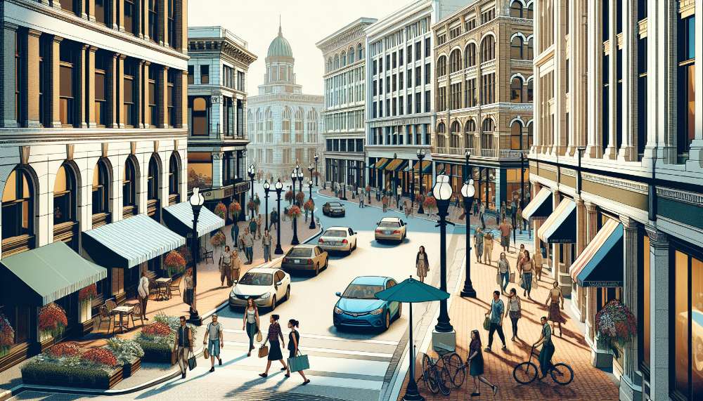 A vibrant street scene in Erie