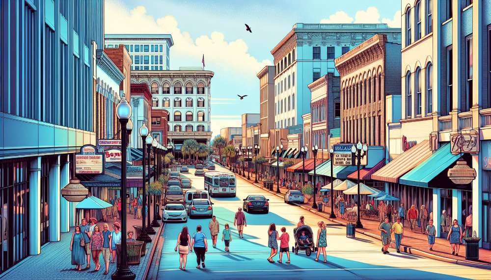 A vibrant street scene in Biloxi