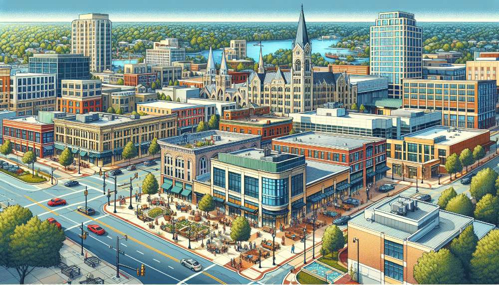 A vibrant street scene in Waukesha